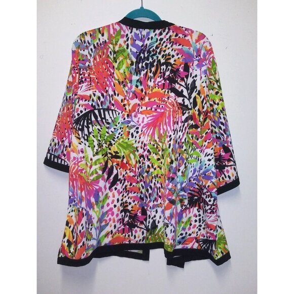 Belladini Topper Duster Sz L Open Front oversized Poly-Spandex MULTICOLOR leaf - Picture 3 of 10